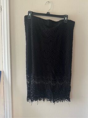Rue21 Black Lace Midi Skirt with Scalloped Hem